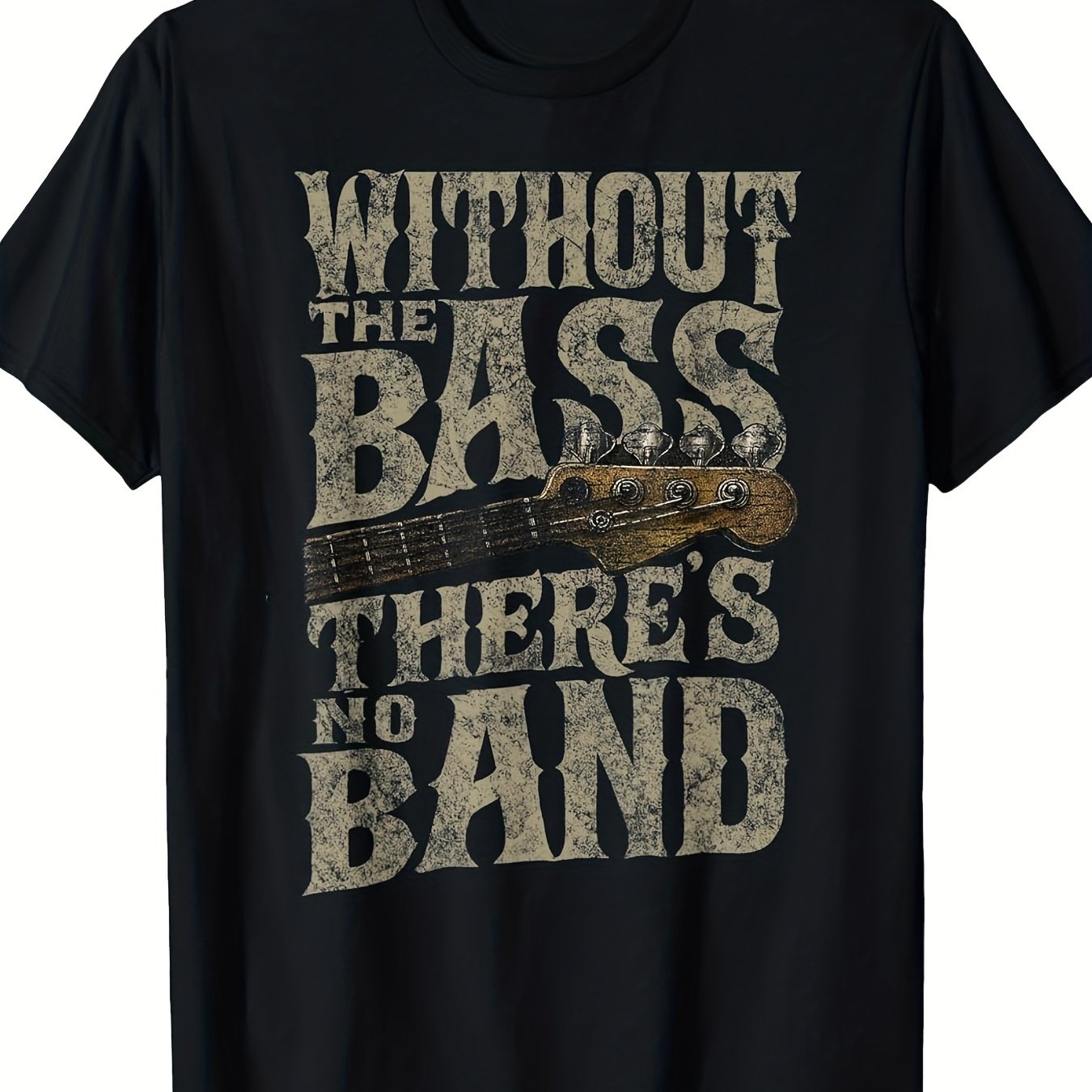 TEMU Men's Bassist Theme T-shirt- No , No Band Printed Top, Style Bassist , Comfortable Casual Wear Musicians And Music Fans