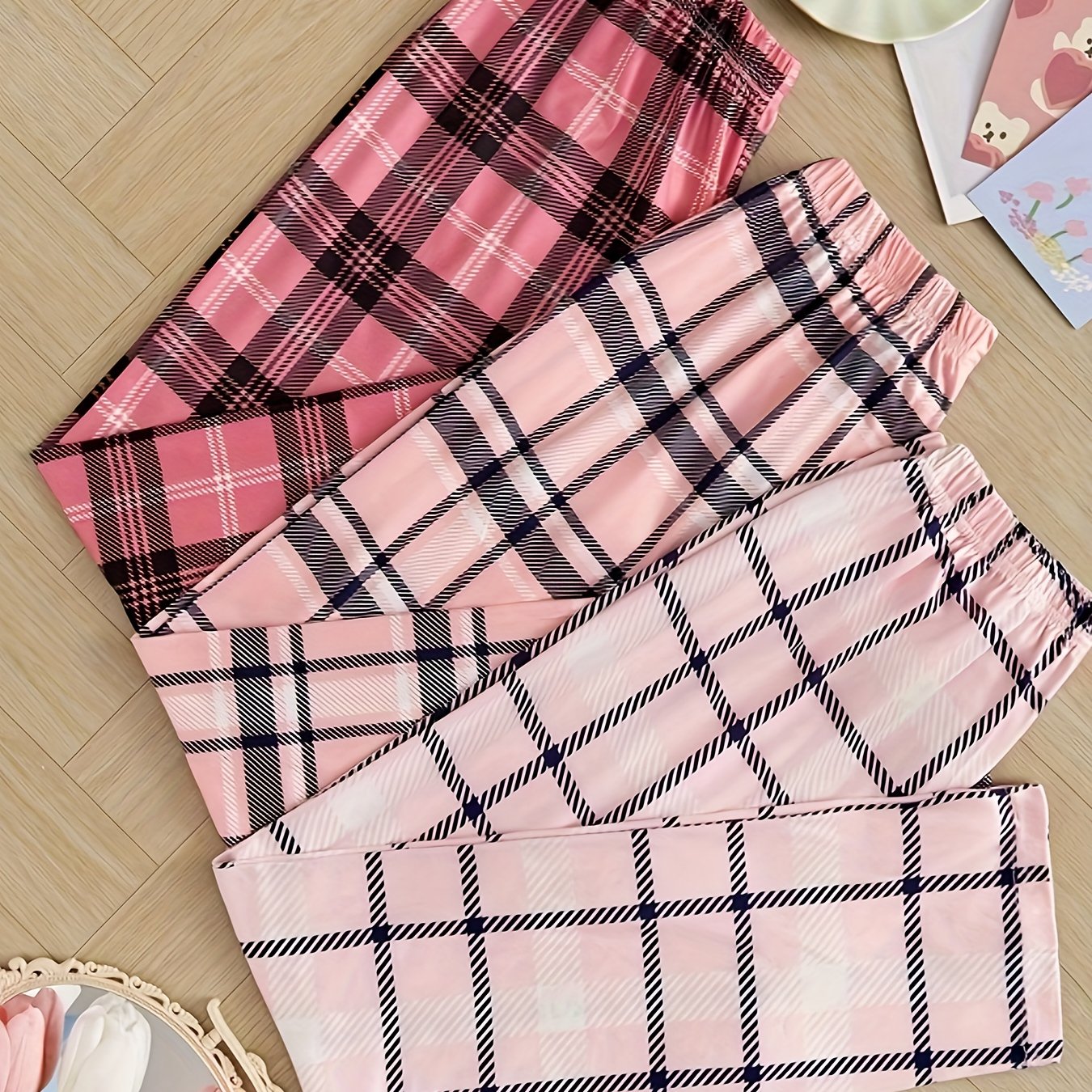 Image of Women's Pajama Casual Sweet Fashion 3pcs Pants Set