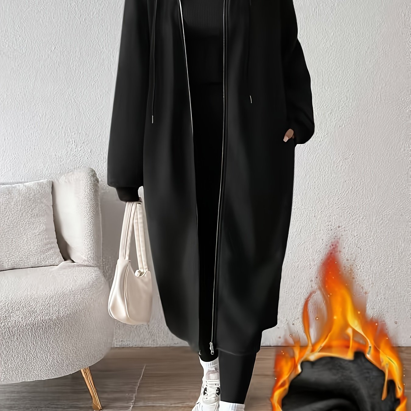 TEMU Women's Block Jacket Zipper Outerwear