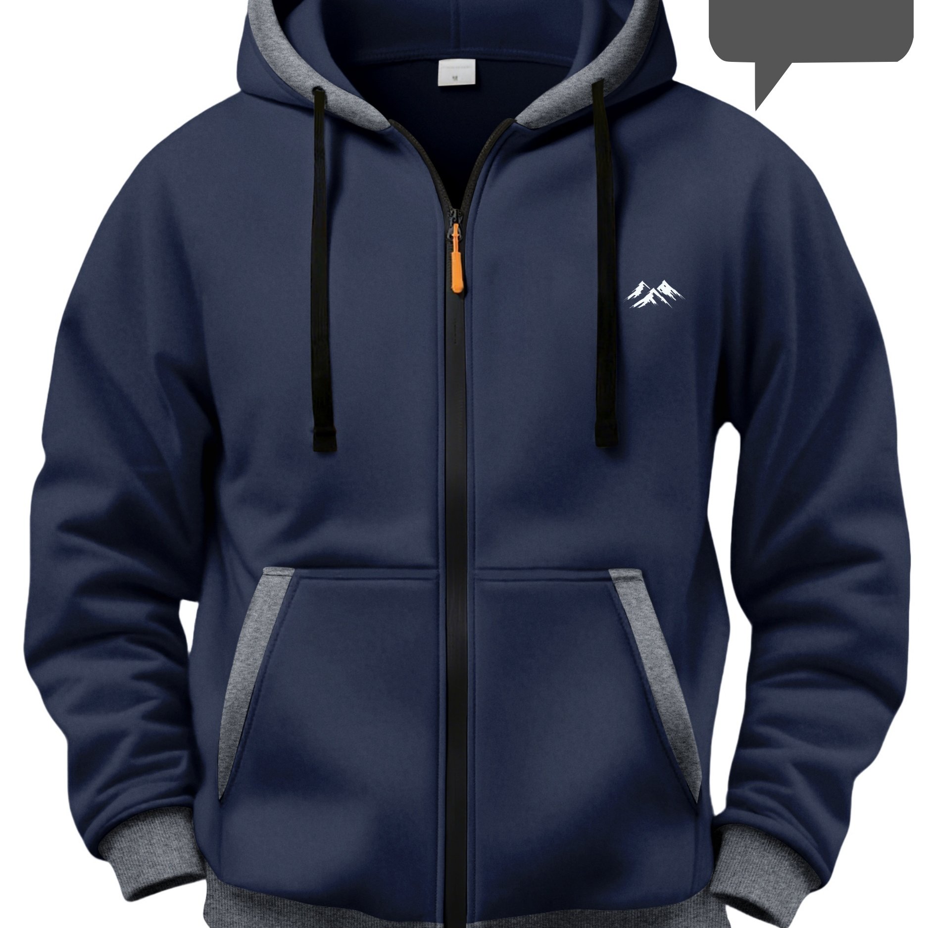 TEMU Men's Color-block Hooded Cardigan Fashion Sweatshirt With Pattern Print, Casual Jacket Outerwear, -lined Warm Long-sleeve Sport Top
