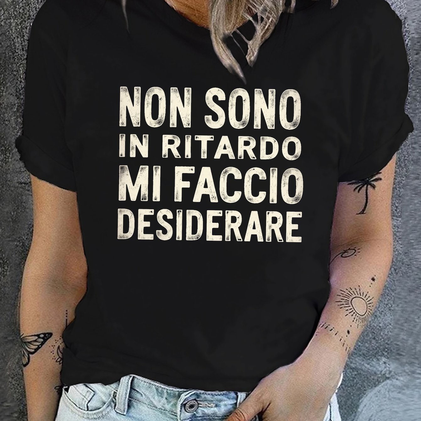 TEMU Graphic Print T-shirt, Short Sleeve Crew Neck Casual Top For Summer & Spring, Women's Clothing