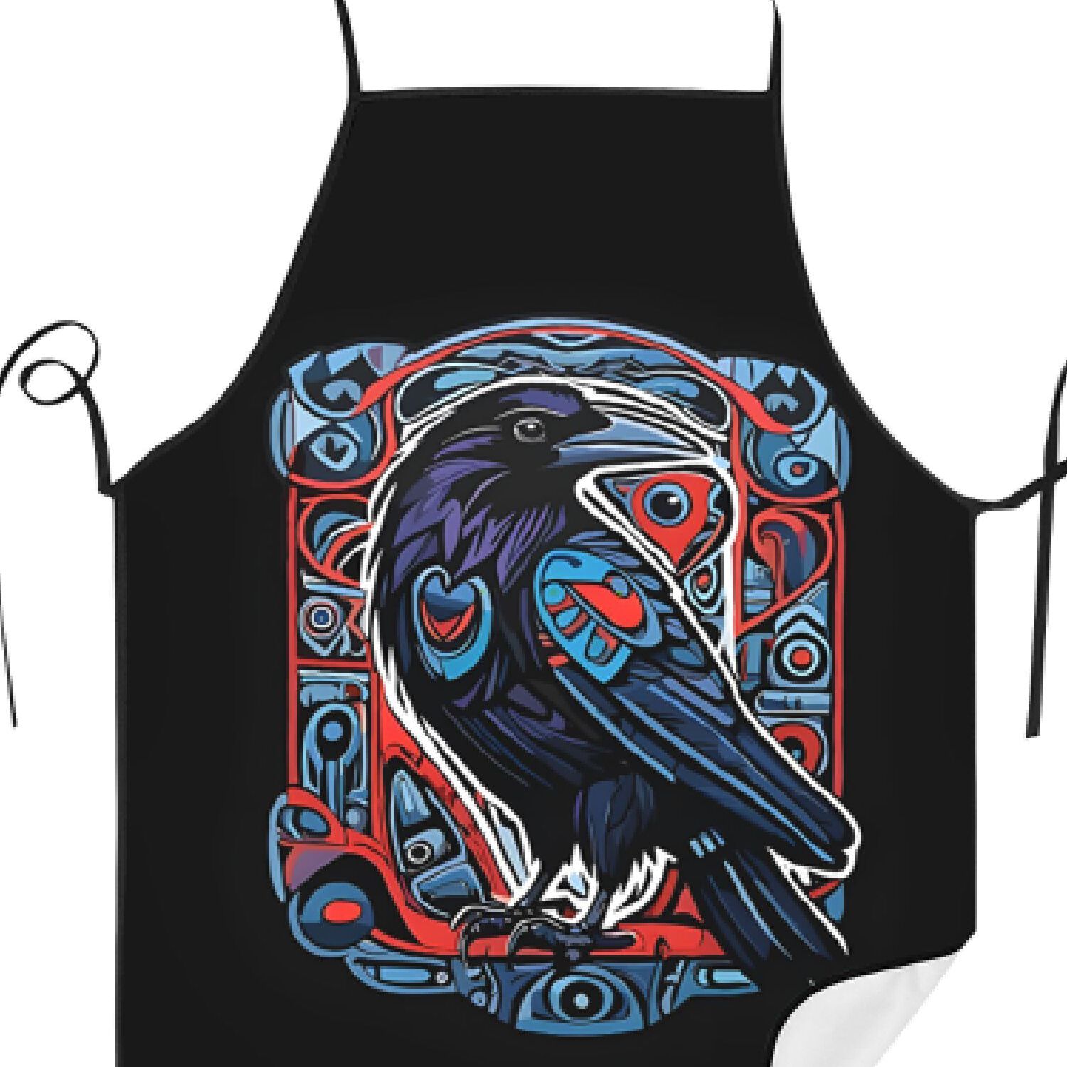 TEMU Tablier manches Raven Totem 1 pièce taille adulte motif imprimé pour cuisine, accessoire de cuisine et maison
