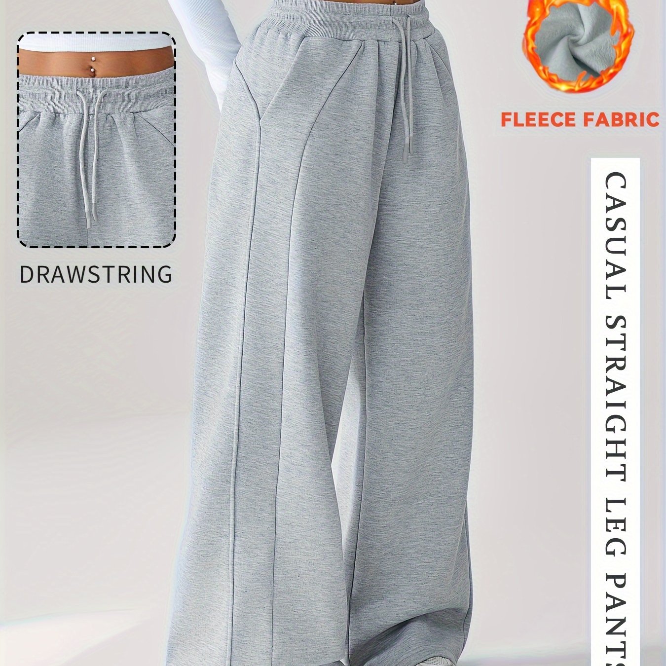 E-shop Damen Herbst- und Winter Fleece-gefütterte, verdickte, lässige Sport-Fitness-Wideleggingshose mit