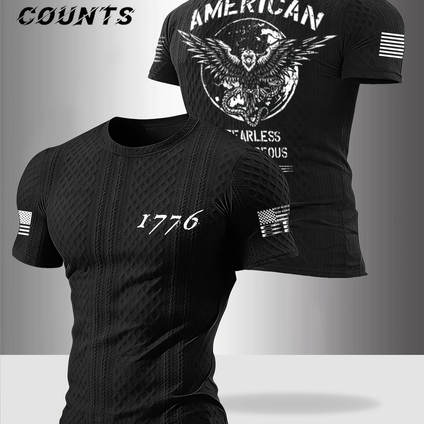 TEMU Men's Summer Casual Premium Textured Crew Neck Short Sleeve T-shirt, Trendy Printed , Comfortable And Breathable Textured Fabric, Suitable For