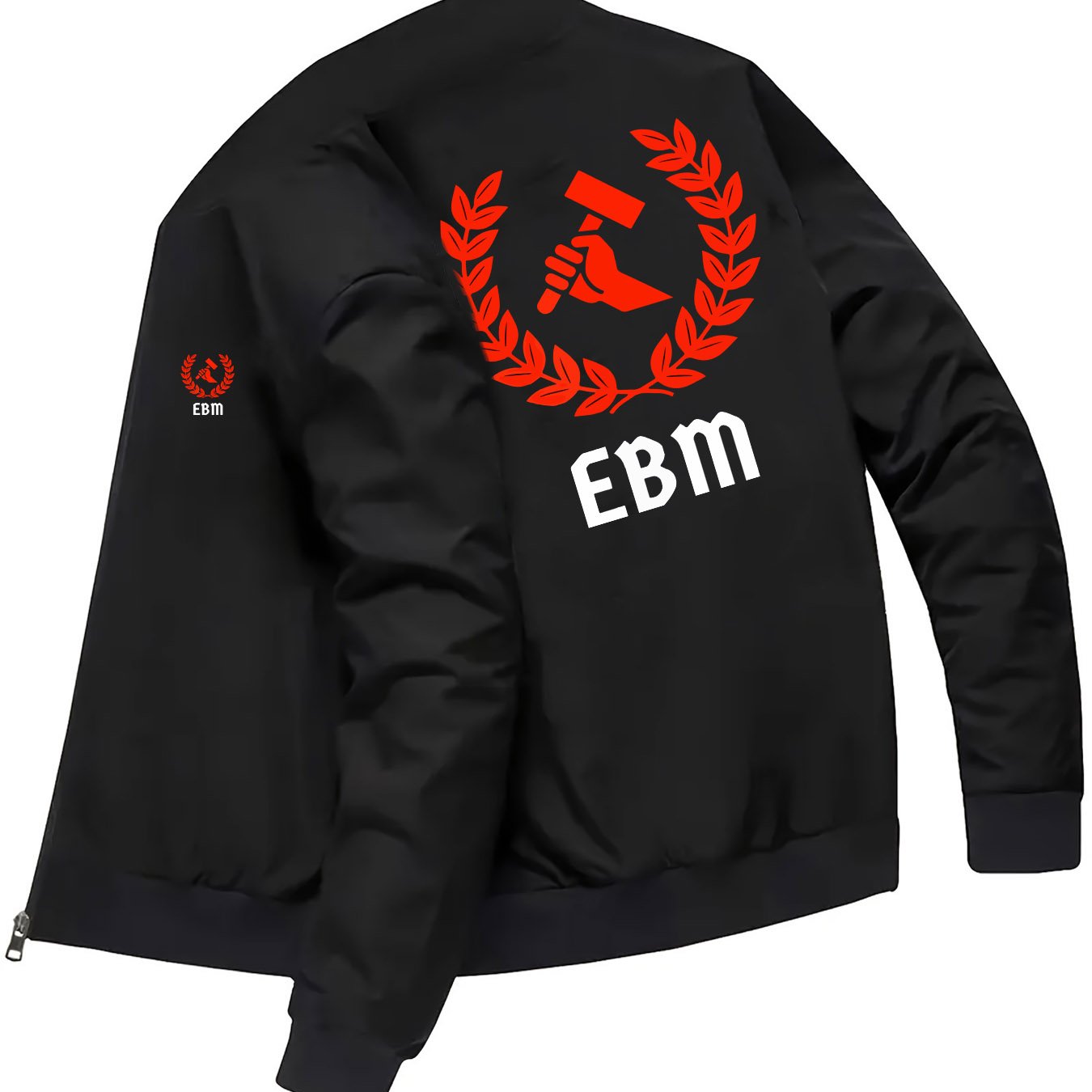 TEMU Labor Crown Ebm Print Men's Trendy Autumn/winter High-end Casual Collar Stylish Versatile Top Jacket Outerwear