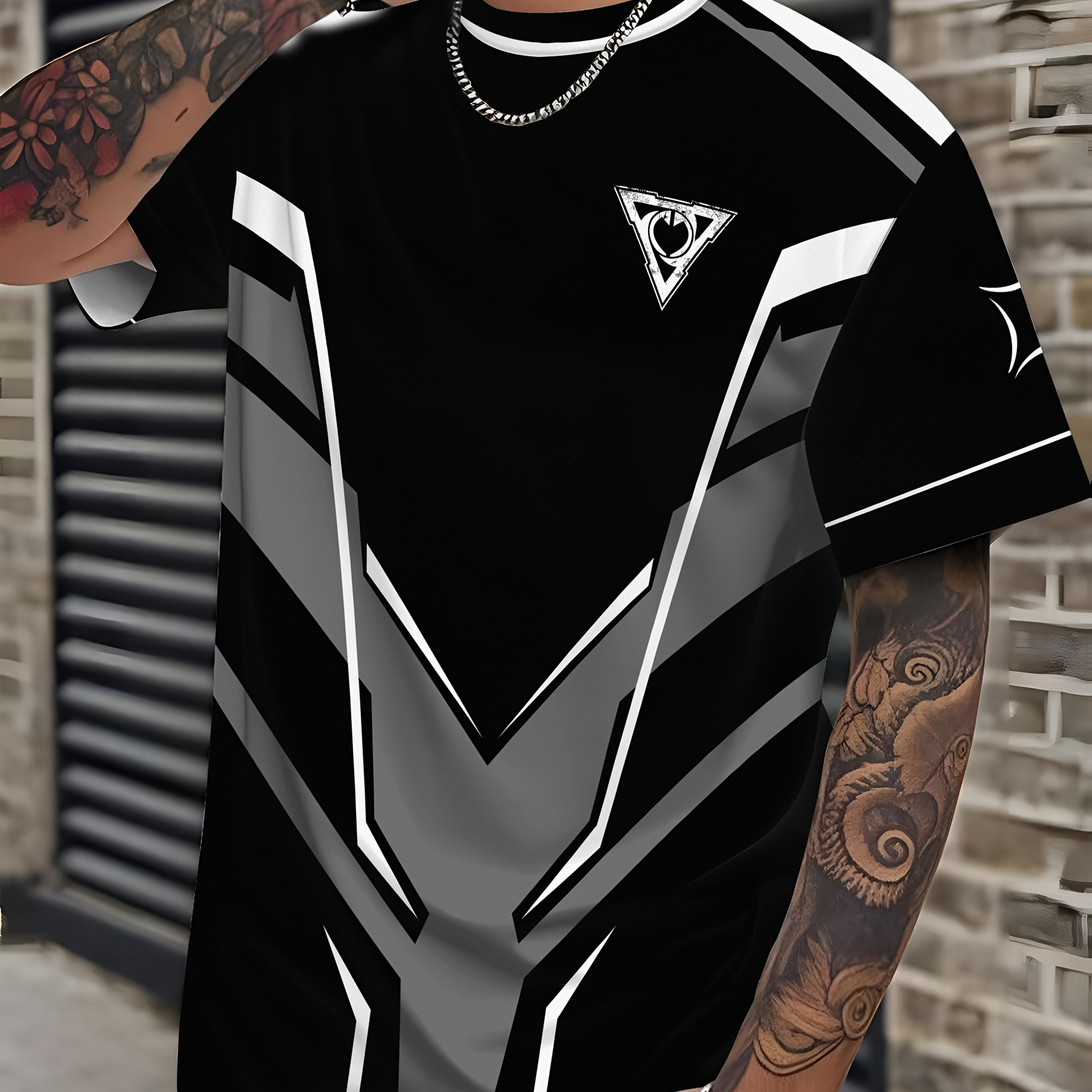 E-shop Herren Kurzarm T-Shirt mit Zufälligem Digitaldruck – Lässiges Rundhals-Shirt, Atmungsaktiv, Maschinenwaschbar, Ideal für Freizeitlook, Büro,