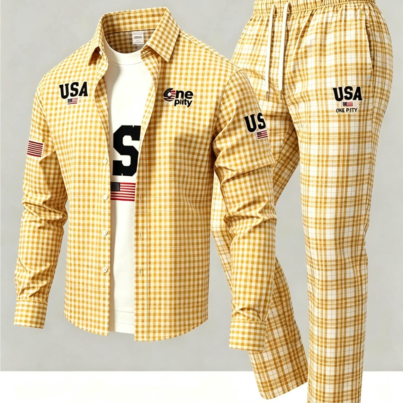 A 2pcs Men's Casual Suit (men's Long-sleeved Shirt And Pants), Made From High-quality Fabrics With Stylish Prints, Is And Elegant, Suitable For Everyday Wear, Business, Golf, Holiday Parties And More