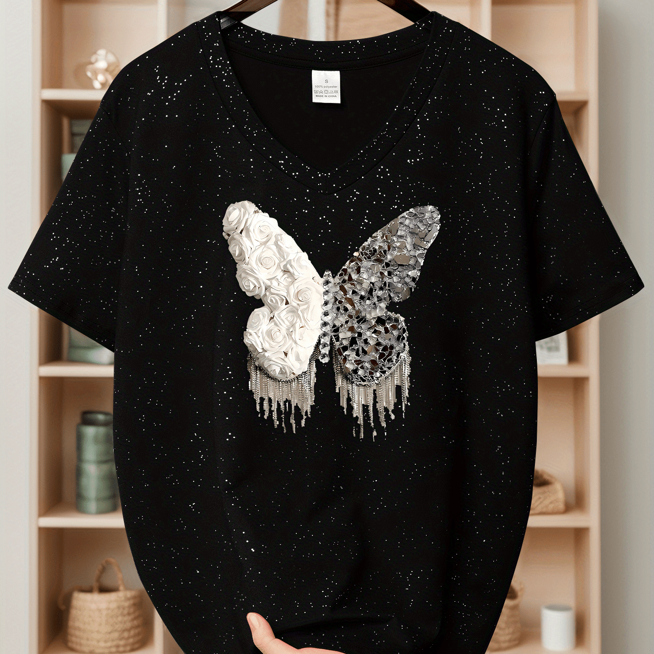 TEMU Spring And Summer Trend Women's Clothing Starry Sky Short-sleeved Round Neck T-shirt Versatile Trendy Brand Short-sleeved