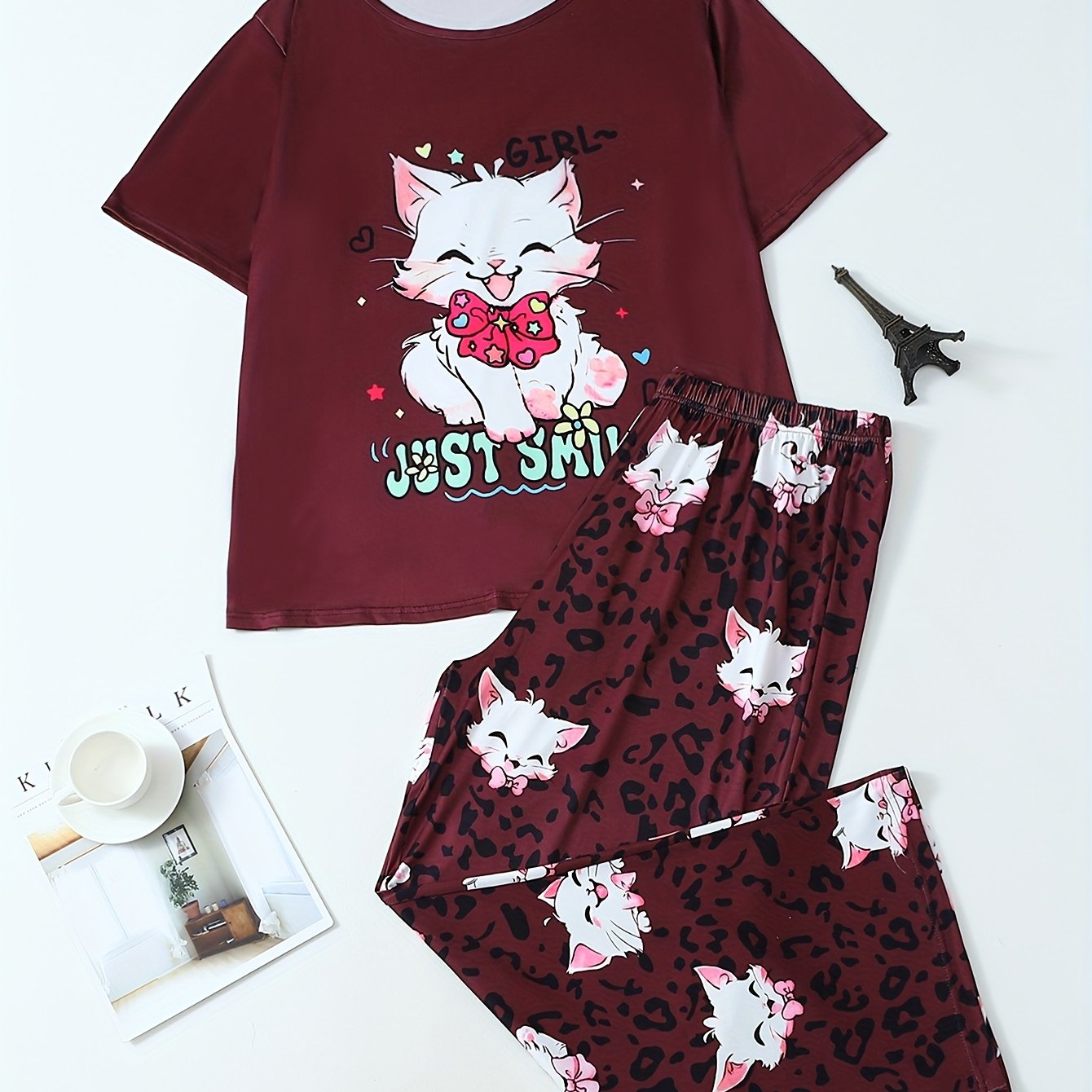TEMU Spring And Summer Plus Size Women's Clothing Plus Size Mm Short-sleeved Trousers Outside Pajamas Home Clothes 200 Women's Loose Casual