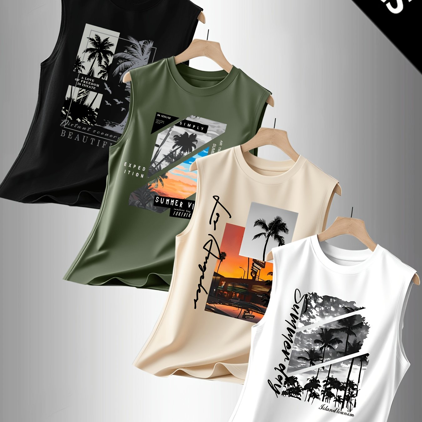 TEMU Men's Casual Sport Tank Top 4pcs Set
