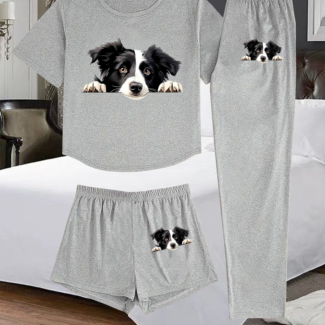 TEMU (standard 1002# Set) Women'-piece Loungewear Set, Printed Design Women'-piece Pajama Set, Comfortable Apparel