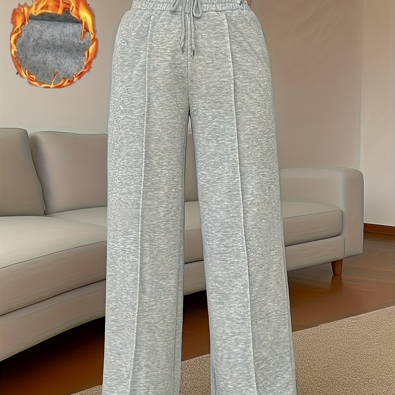 E-shop Damenhose mit hoher Taille weitem Bein, knitterarm maschinenwaschbar, Winterhose für legere bis formelle Anlässe, bequeme Freizeitkleidung,