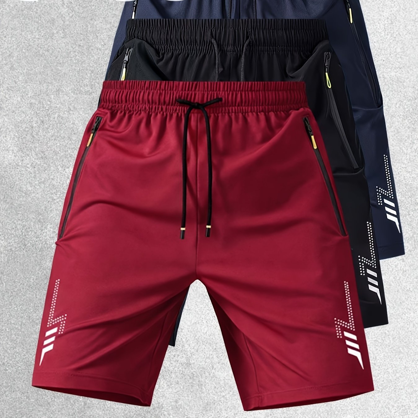 TEMU 3pcs Set, Men's Large-sized Sports Shorts, Simple Solid Color, Durable And Wrinkle-resistant, Comfortable And Neat When Worn, Love As ., Plus