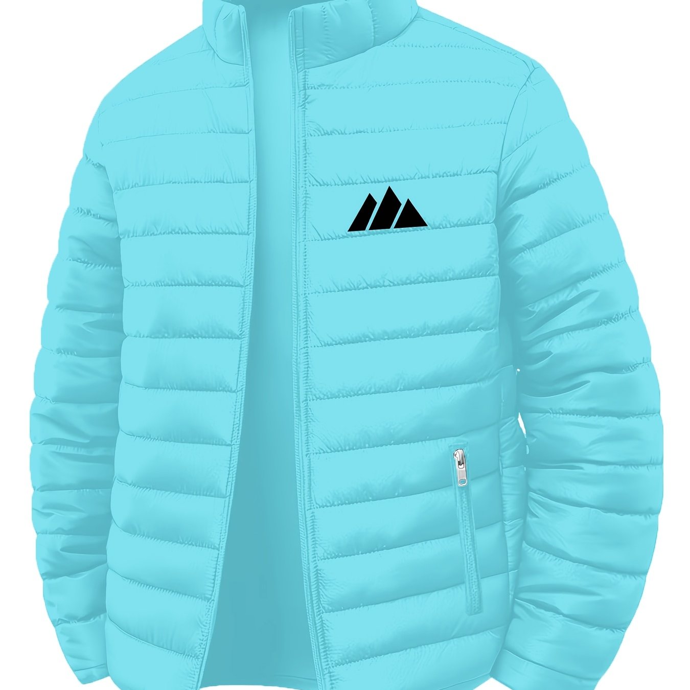 TEMU Men's Sporty Minimalist Solid-color Collar Warm Jacket, An Essential Top For Outdoor , Featuring A Stylish Printed Design