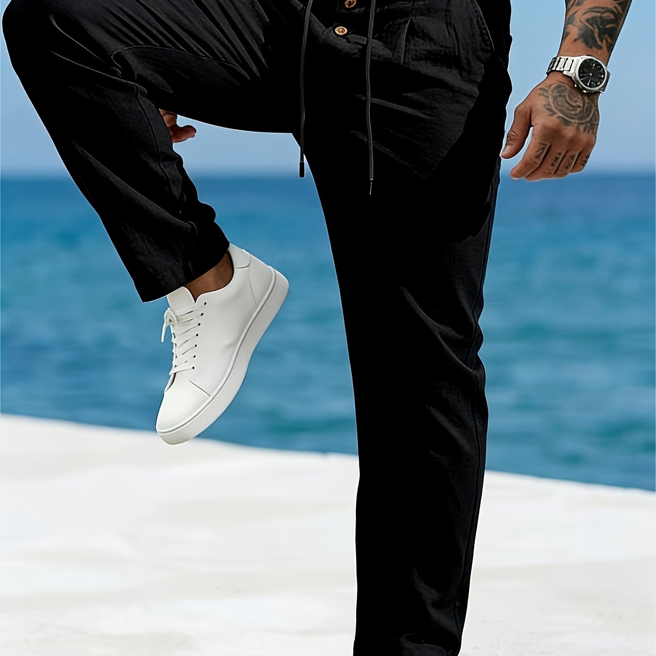 TEMU Pantaloni da qualit� | Nuovi pantaloni estivi da casual da esterno in lino con coulisse, e traspiranti, , regalo di compleanno per il fidanzato,