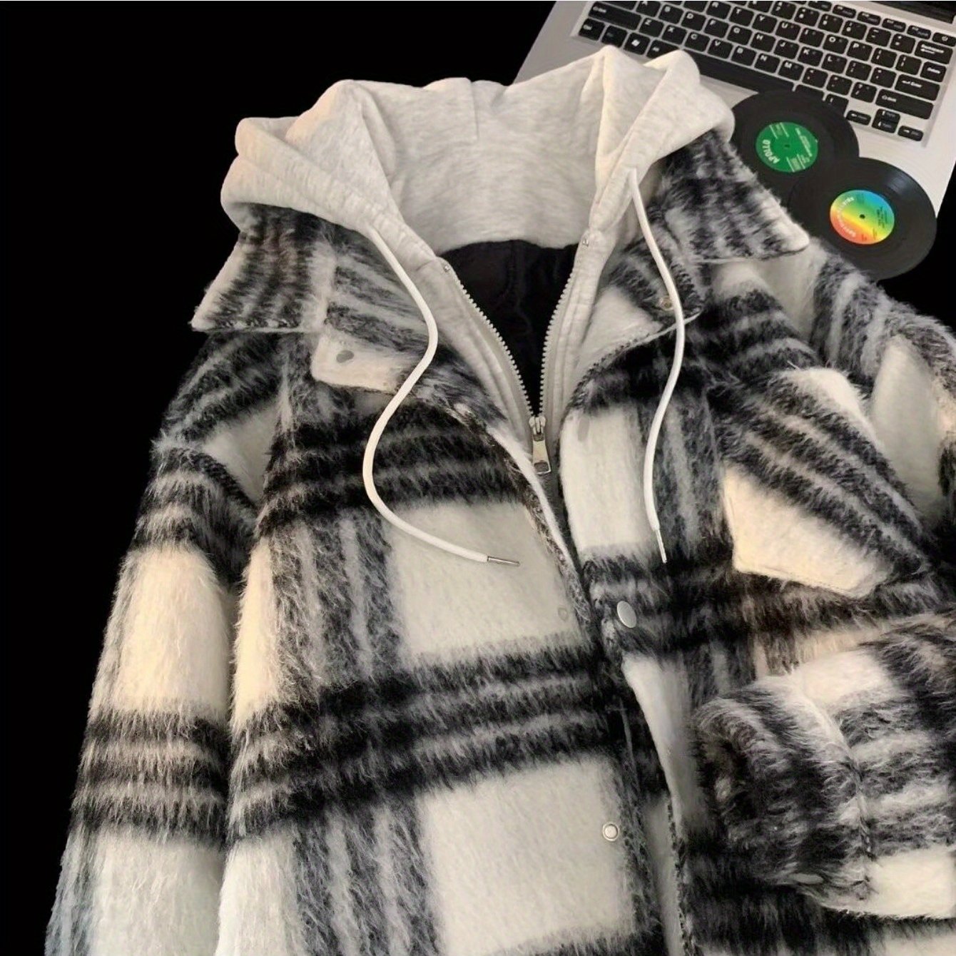 TEMU 【商品名】ジップ開閉、ラリーブ、実用的なポケットが特徴の、なメンズフード付きジャケット。普段使いに最適な快適さを実現。