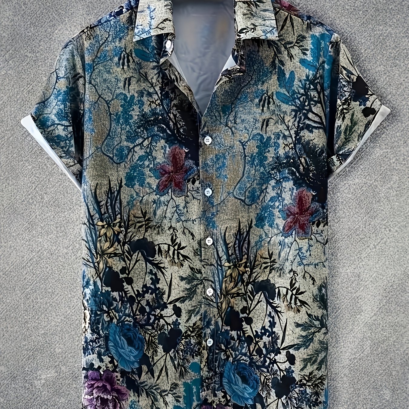 TEMU Chemise Hawaïenne à Manches Courtes et Boutons pour Homme à Imprimé Floral - C'est un