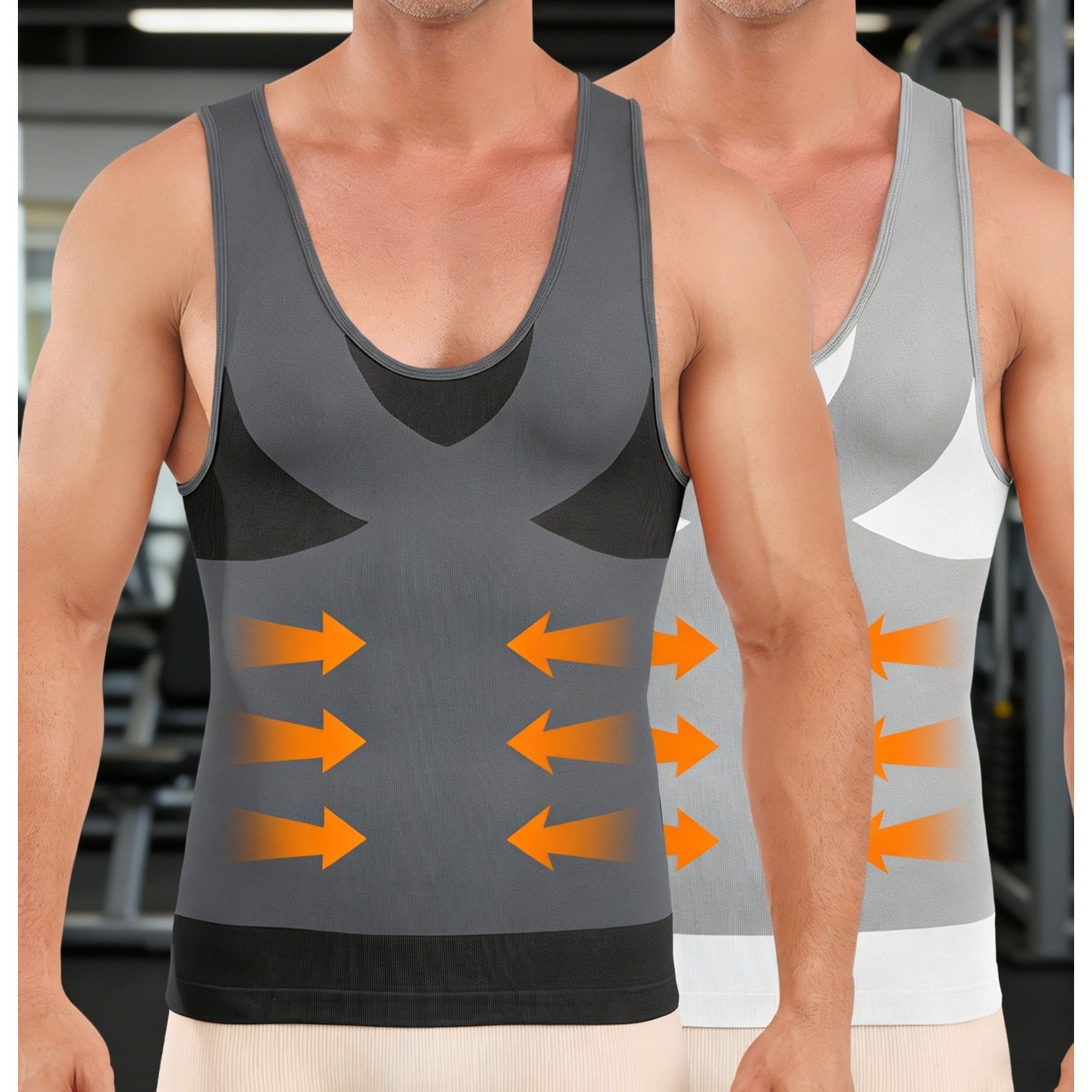 Image of 2pcs Men's Compression Tank Top Tummy Control Shapewear Sleeveless Workout Shirt Quick Dry Breathable Body Shaper, Suitable For Daily Wear, Sports, And Fitness