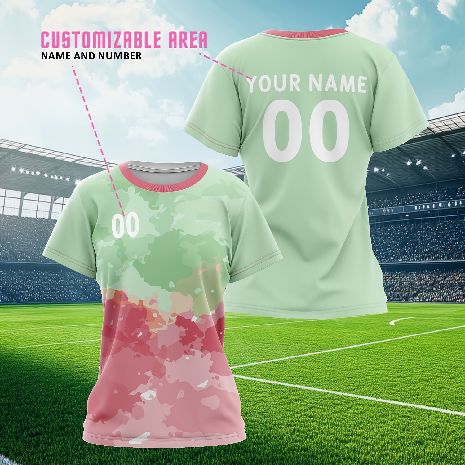 TEMU Customize And Number Of Ladies' T-shirts, Football Shirts And Shirts, Team , Exercise, Fitness, , Ventilation, Quick Drying And Daily Leisure.