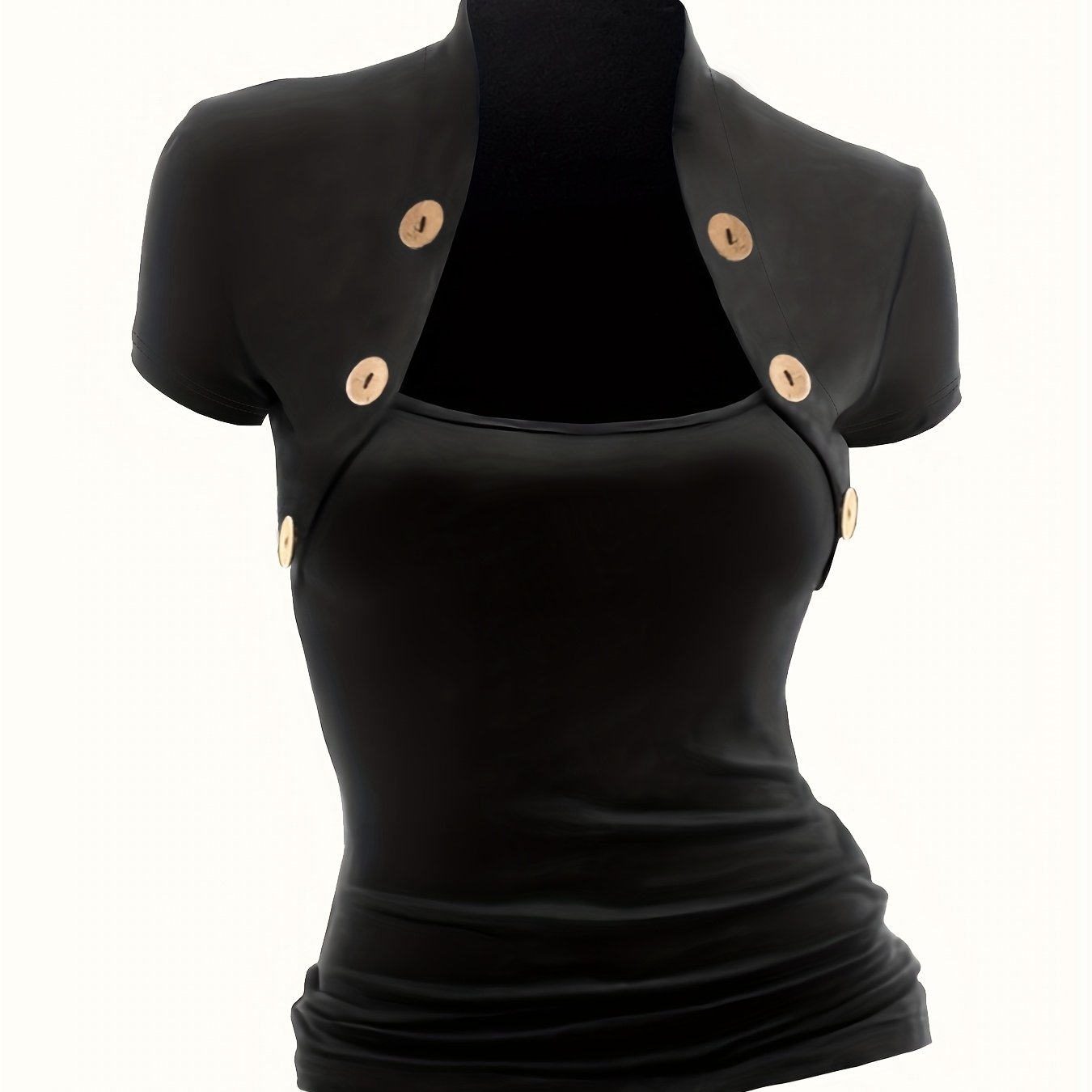 Solid Color Short-sleeve Button-front Blouse - Casual Button-up Shirt, Medium--washable Top, Solid Color Collar For Casual Attire & Semi-formal Occasions