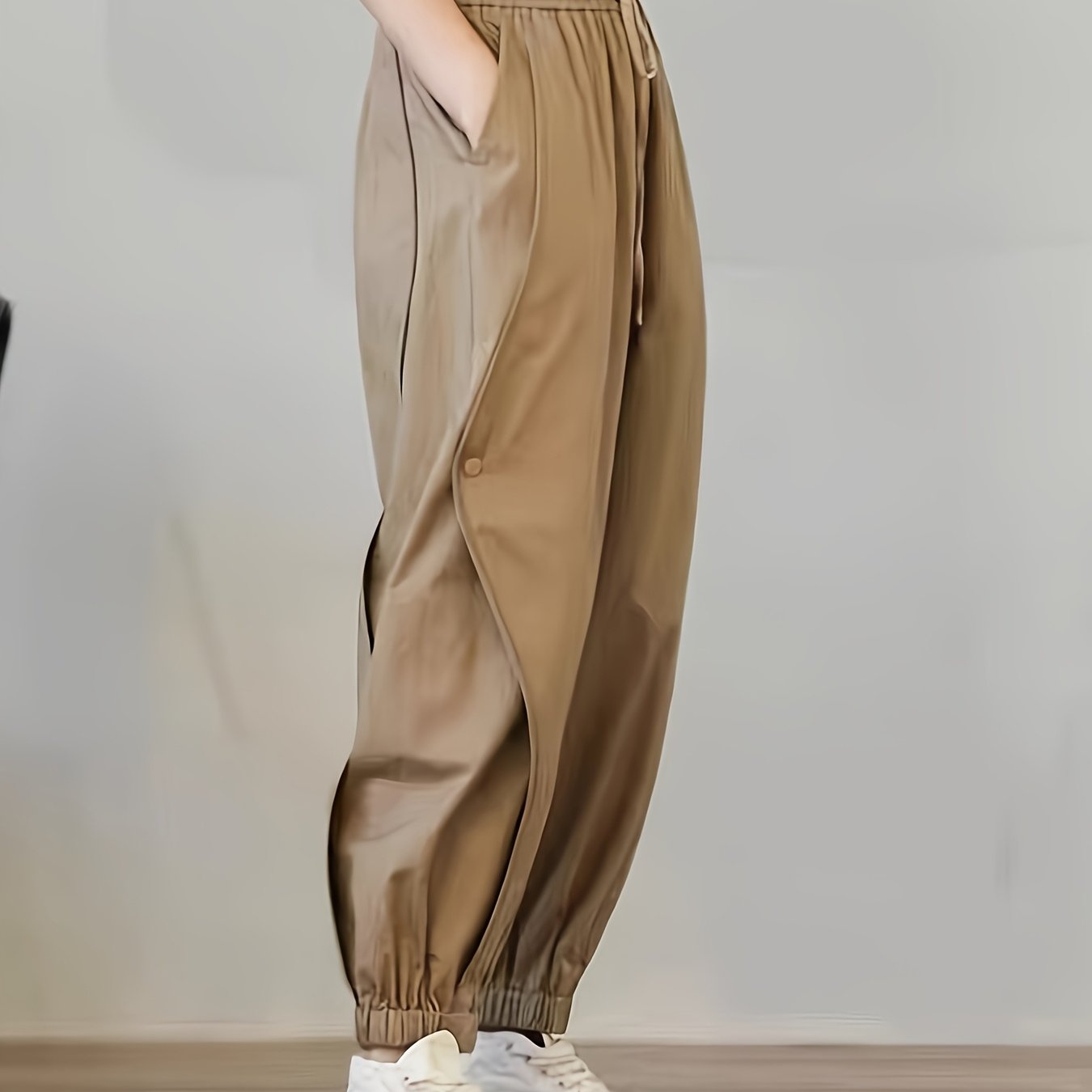 TEMU 【ワークスタイル】ハレムパンツ。春・秋に最適な、簡単カジュアルなランタンパンツ。ルーズフィット、テーパードなレディースロングパンツ。