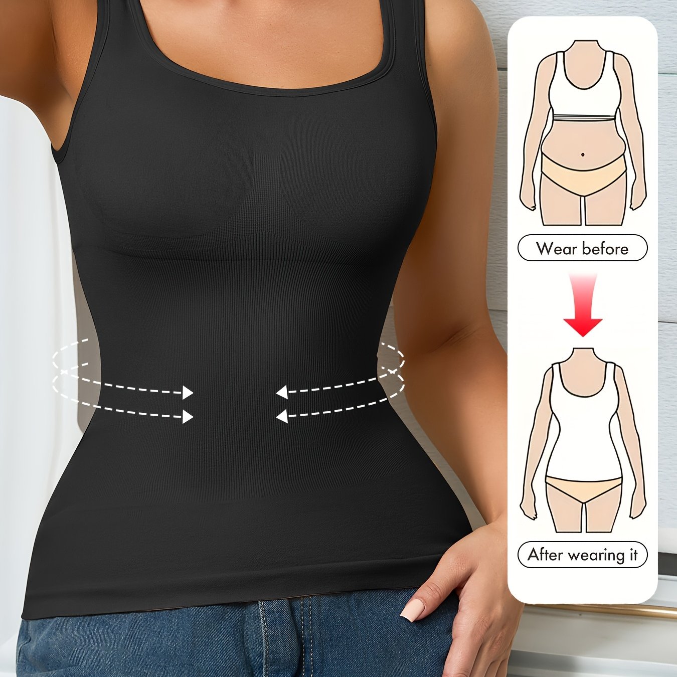E-shop 1 Stück CELILIN Damen High-Waist Ärmelloses Formende Camisole – Bauchkontroll-Kompressionsoberteil, Nahtlose Glättende Unterwäsche für Fitness,