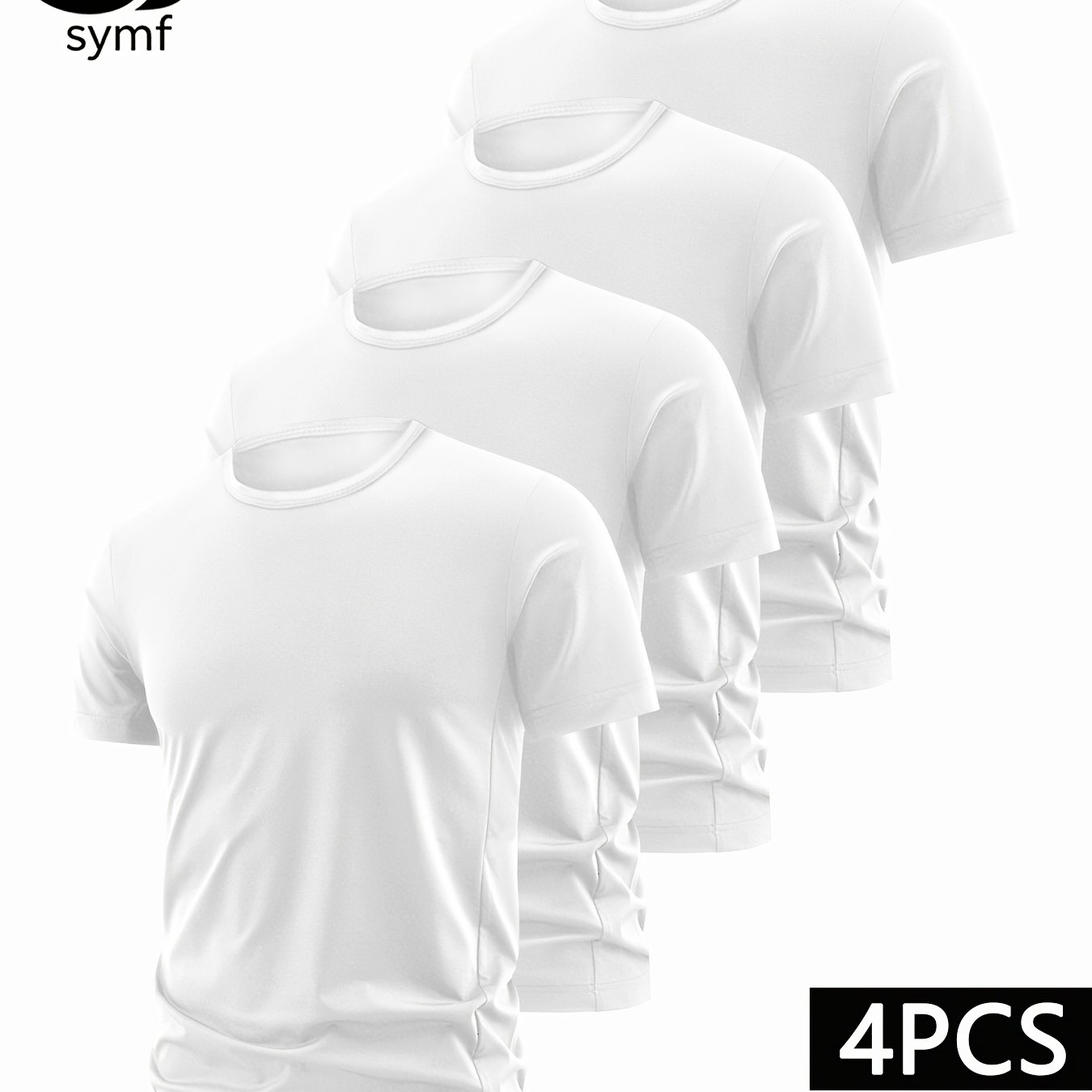 TEMU 4pcs, Plus Size Short Sleeve T-shirt, Neck Short Sleeve Clothing, Breathable And Moisture-wicking, Suitable For Casual Sports And Daily Life