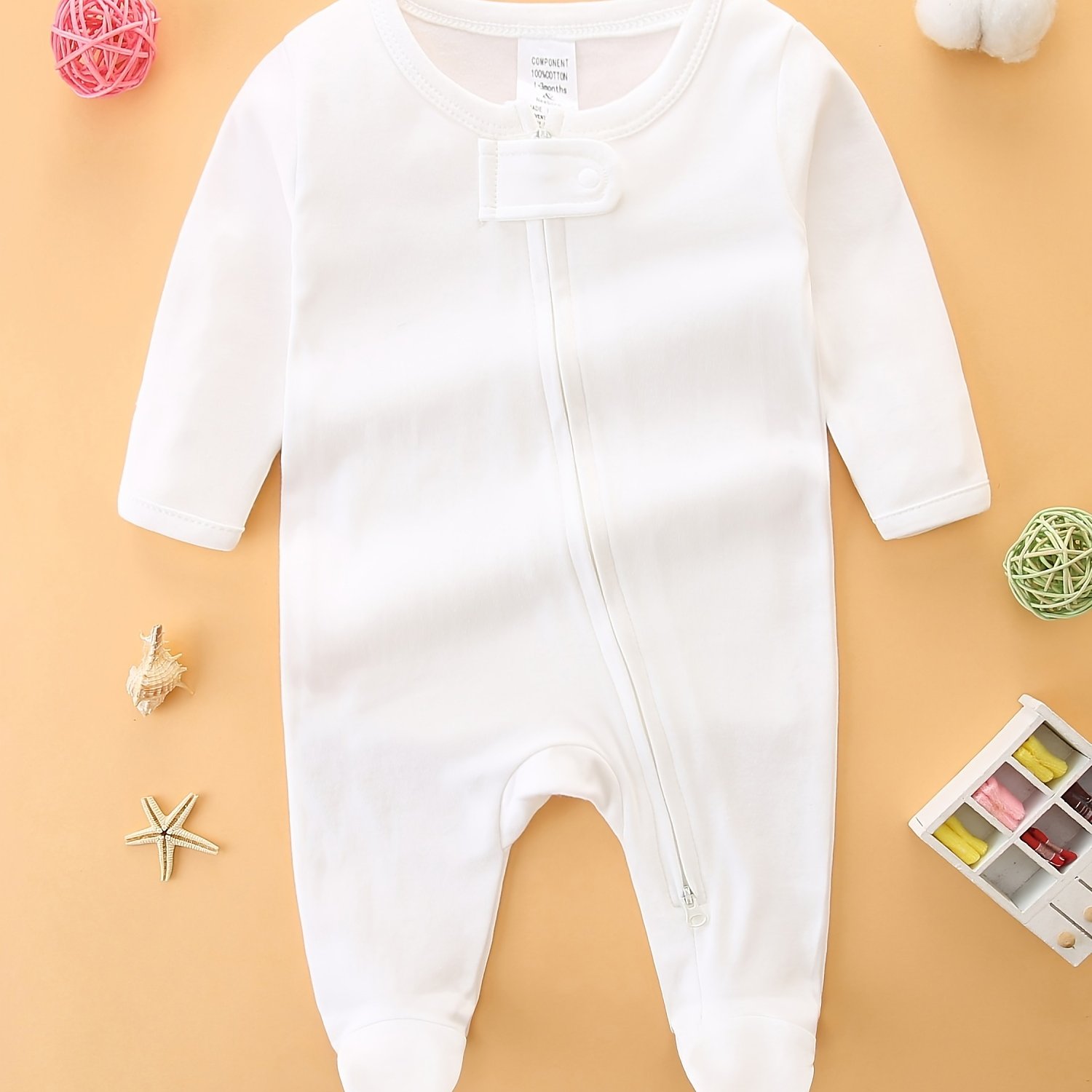 Image of Baby Onesie Thin Long-sleeved Newborn Romper Zipper Boy Crawling Suit Infant And Toddler Wrapped Hand Clothes, For Outdoor