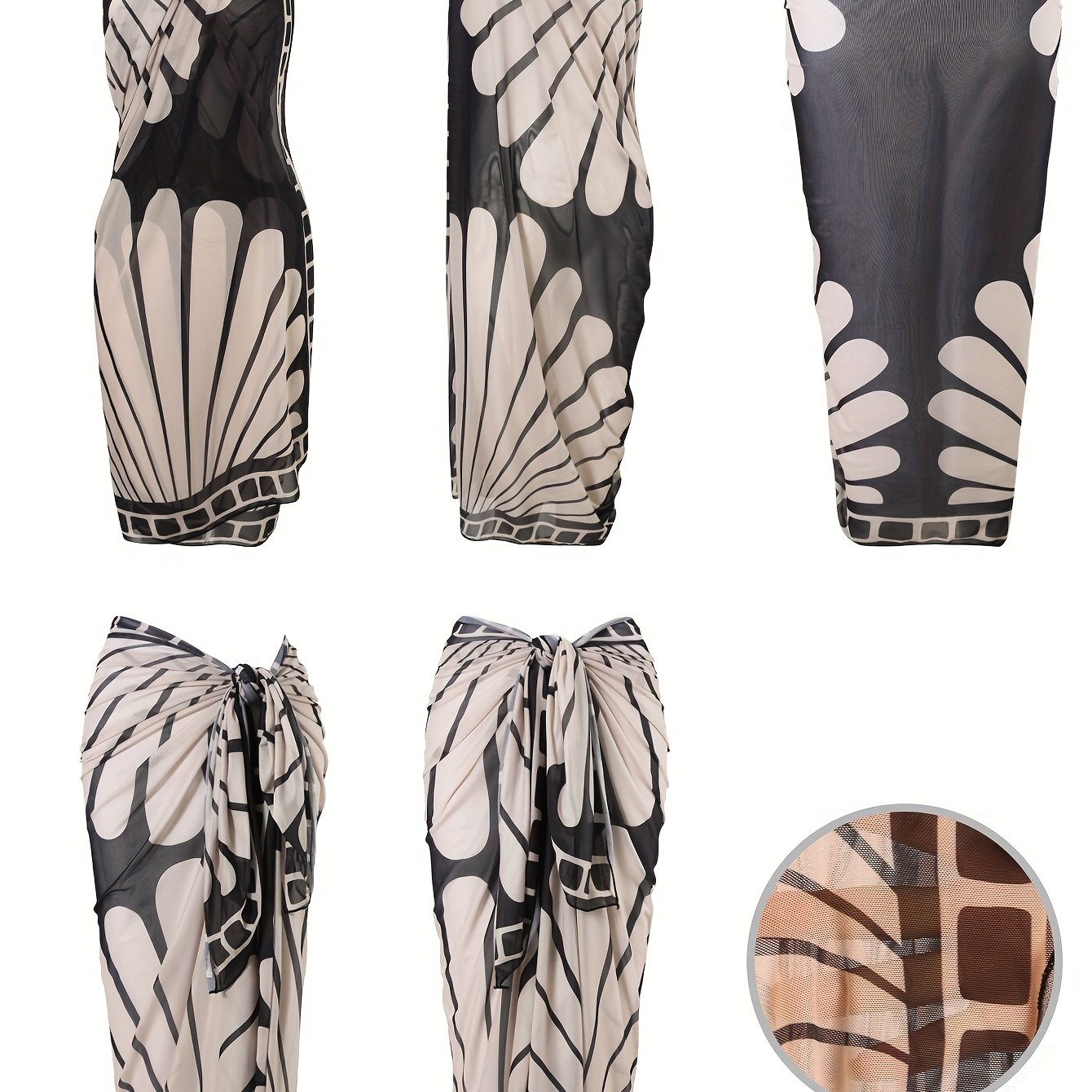 Women's Beach Shell Pattern Printed Chiffon Wrap Skirt