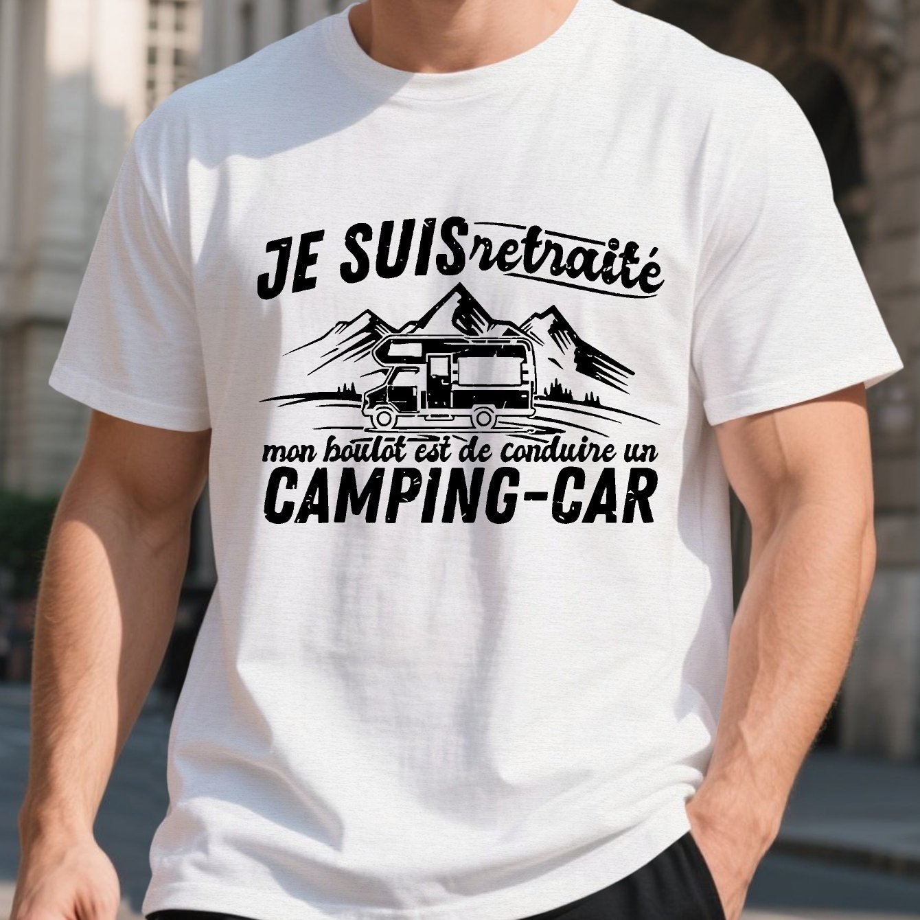 TEMU T-shirt d'été à manches courtes pour hommes avec une humoristique en français