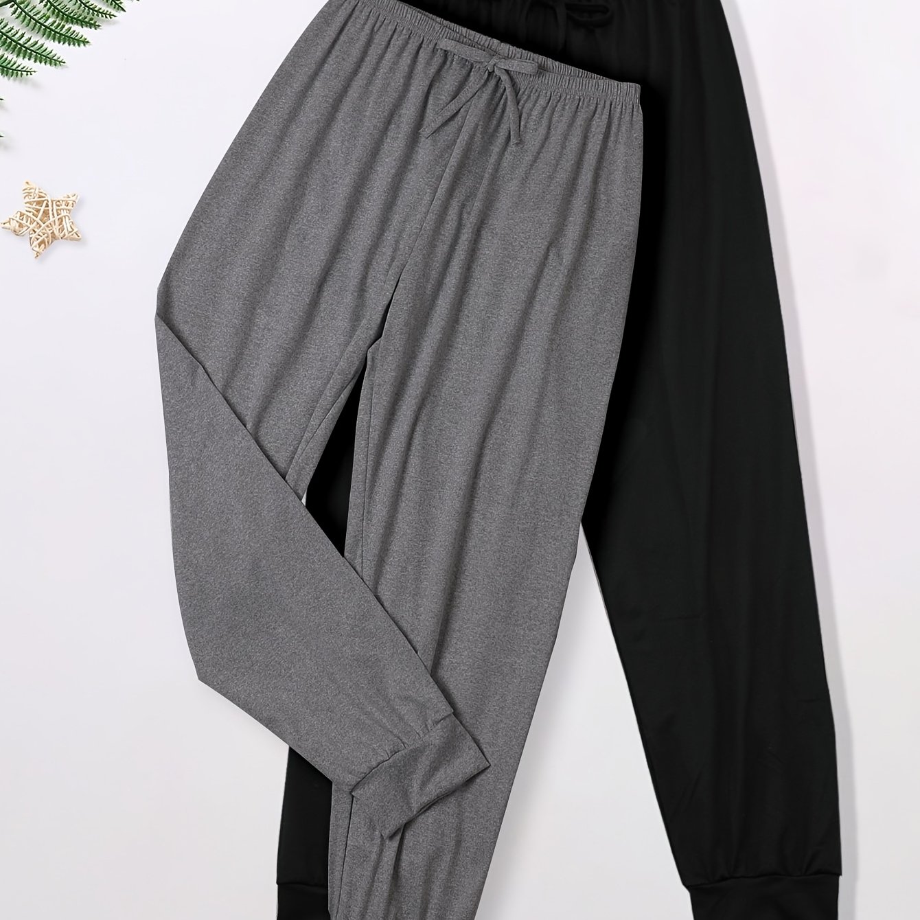 TEMU 2-strip Pack Women's Ankle-cinching Pants Solid Long Trousers Spring Summer Autumn Winter Thin