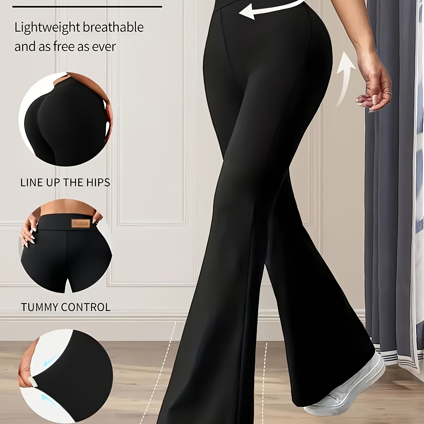 E-shop Damen Kompressions-Lauf-Tights mit hoher Taille & ausgestellte Leggings – einfarbige Yoga-Hose in voller Länge, geeignet für Fitnessstudio,