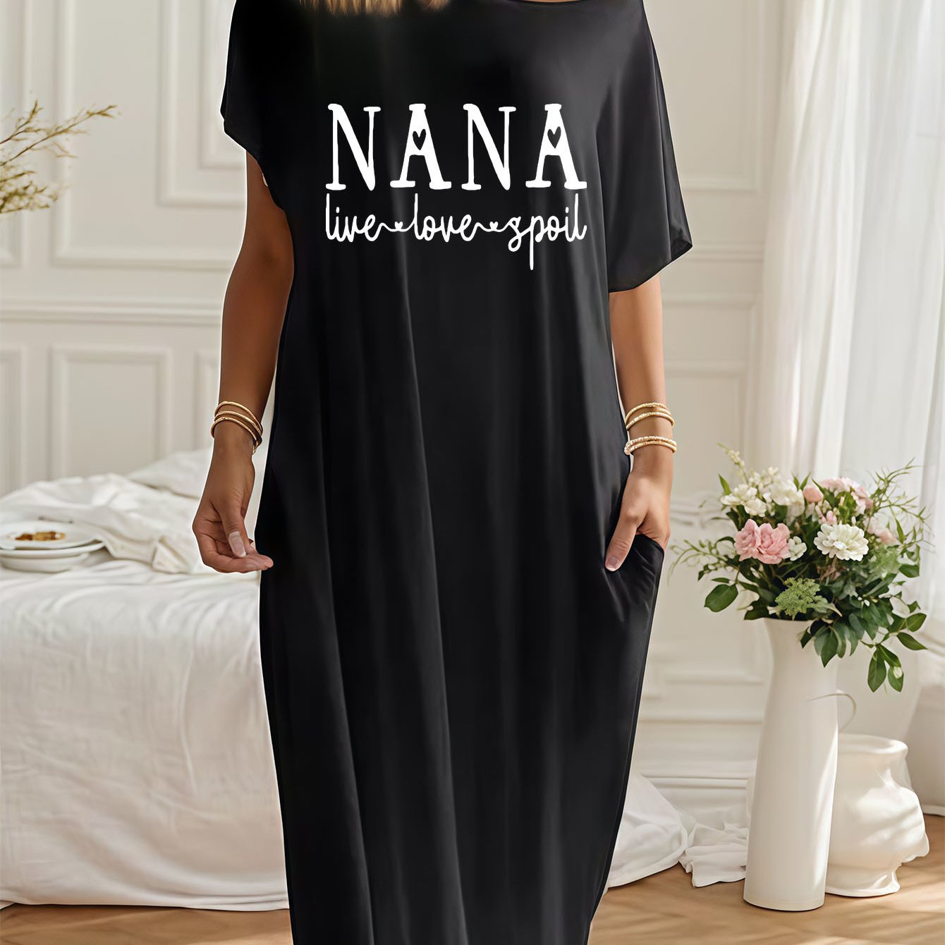 TEMU Casual Print Maxi Dress | Long Dress, Loose Body Types, Skin-friendly Breathable Fabric, Soft & Comfortable, Easy Versatile Design, Perfect For