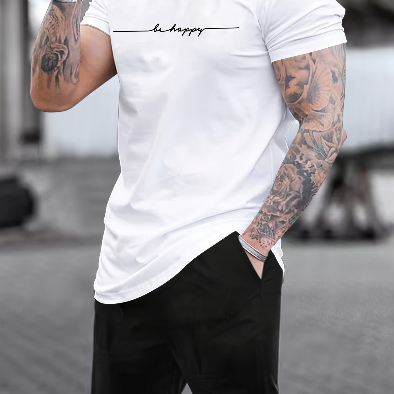 TEMU Elastic Print Outdoor Wear Casual Very Stylish Crewneck Men Suitable Tops Comfortable Summer Street T-shirt Fancy Events