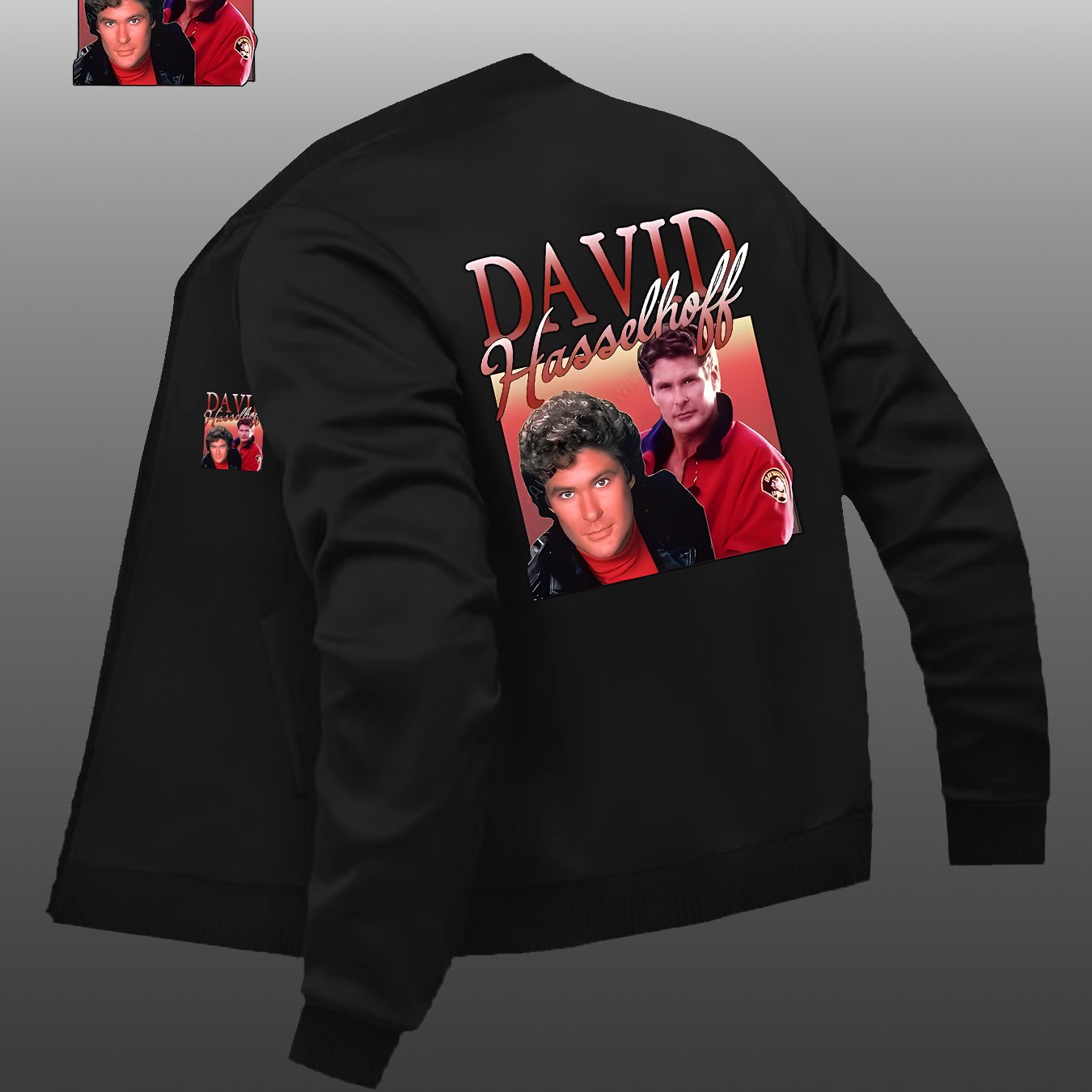 TEMU Women's Trendy Jacket With David Hasselhoff Print, Casual Collar Versatile Top With Zipper Design