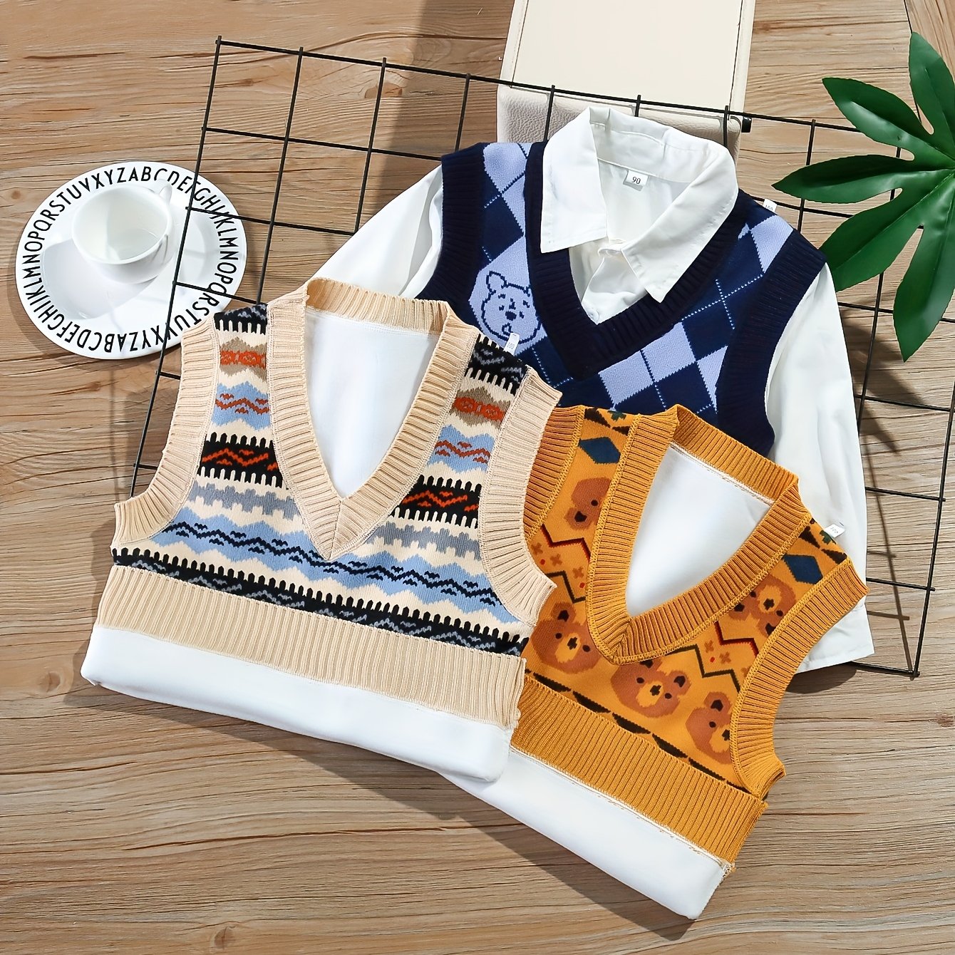 Image of Boys' Vest 3pcs Set (matching Shirt Not Included, This Link Is For 3pcs Vests), Fall And Winter Clothes