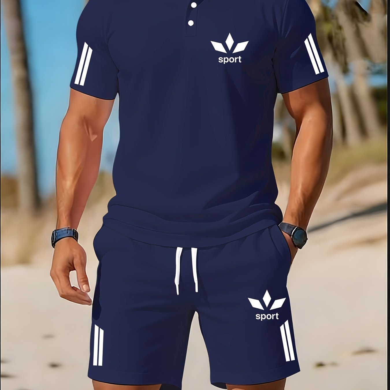 TEMU Men's Golf Shorts Outfit, Casual Streetwear For Leisure, Dating And Light Outdoor Activities