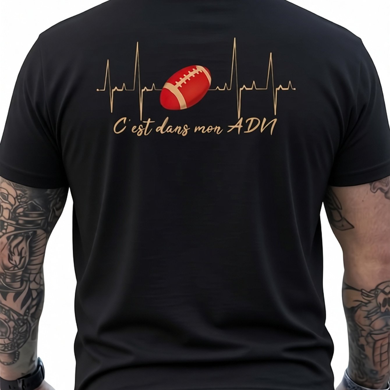 TEMU T-shirt de pour homme - Noir, col ras du cou, manches courtes avec motif de cœur et ballon de , 100, coupe droite, confort toutes , design