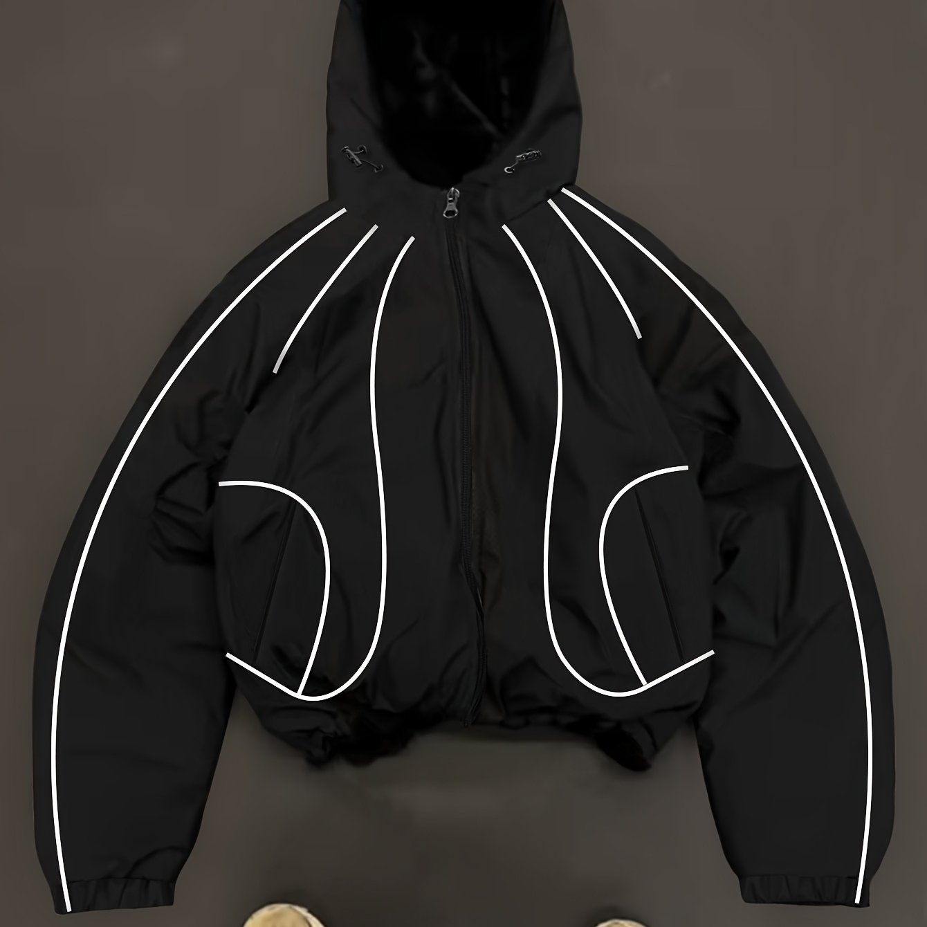 Men's Lightweight Hooded Zip-up Jacket With White Drawstrings, Thin Style, Suitable For , Jk5689