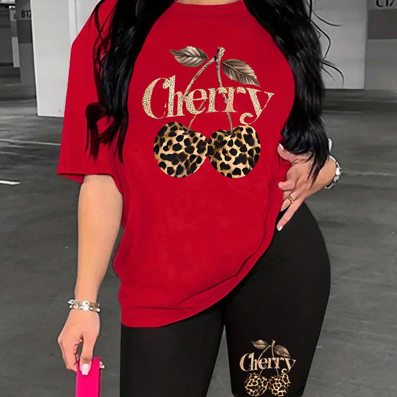 TEMU Plus Size - Plus Size - A New Summer Design Featuring A Stylish Letter And Pattern, -size Women's Outfit Includes A Trendy, Easy, And Casual