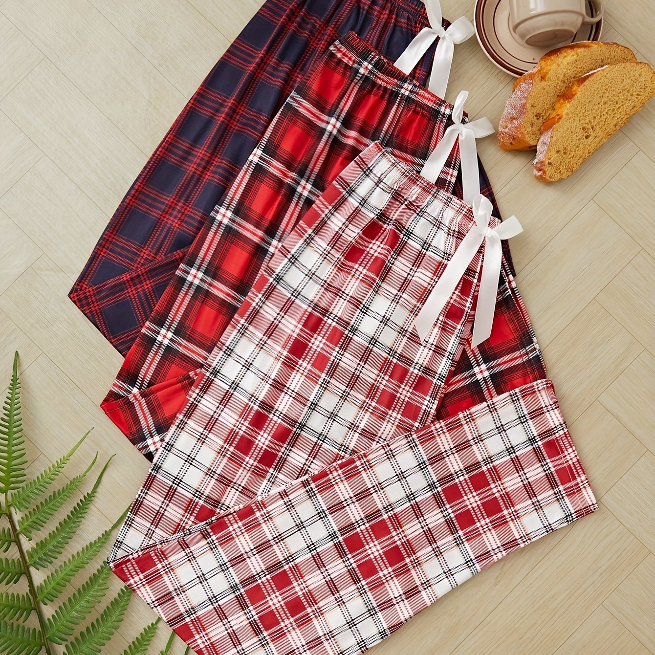 3 Sets Of Print Front Bow Pajama Pants