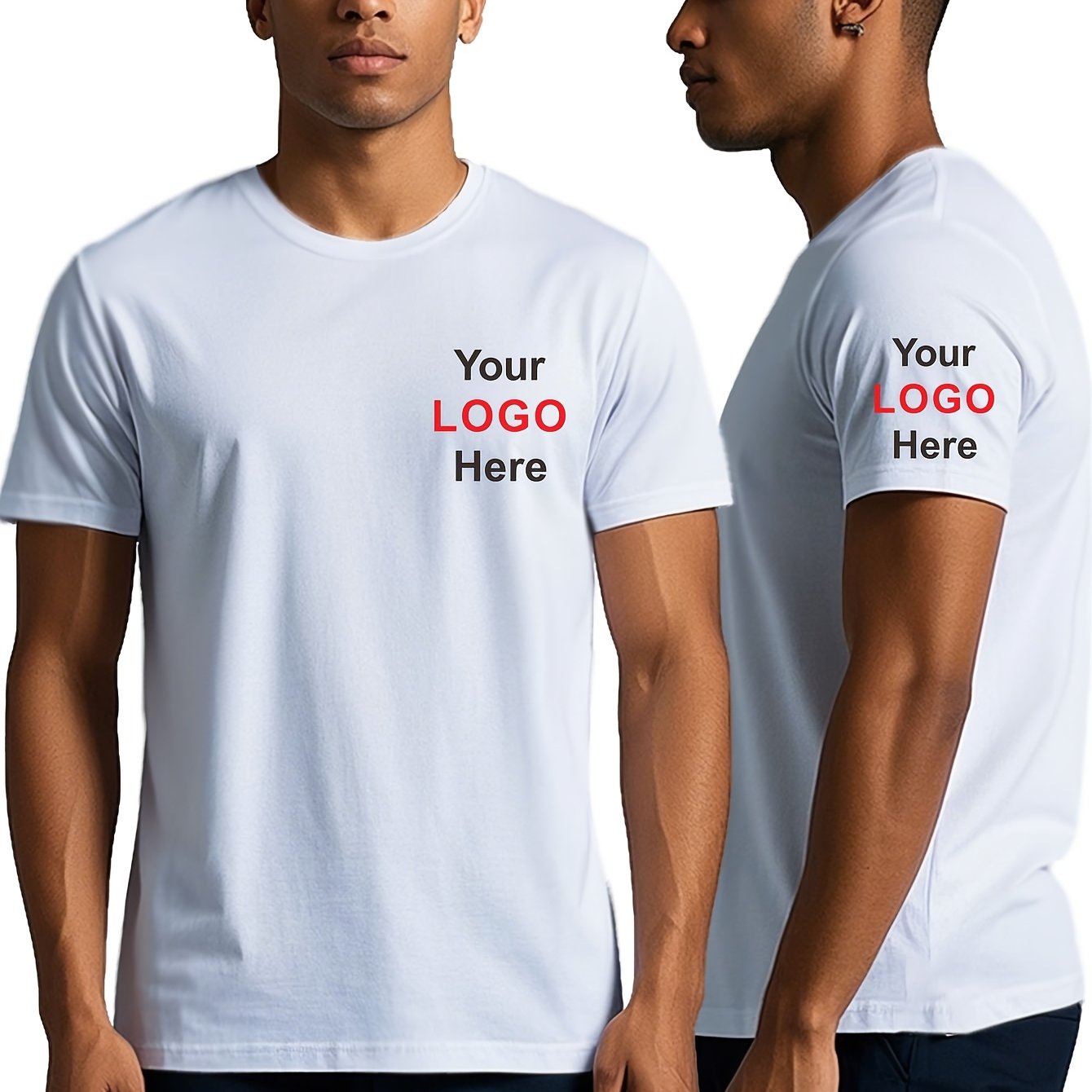 TEMU Custom Men's T-shirt, Short Sleeve Tee, Customizable Clothing, Base Layer Shirt, Add Your Text/logo/image/photo On Front, Cuffs, Or Chest,