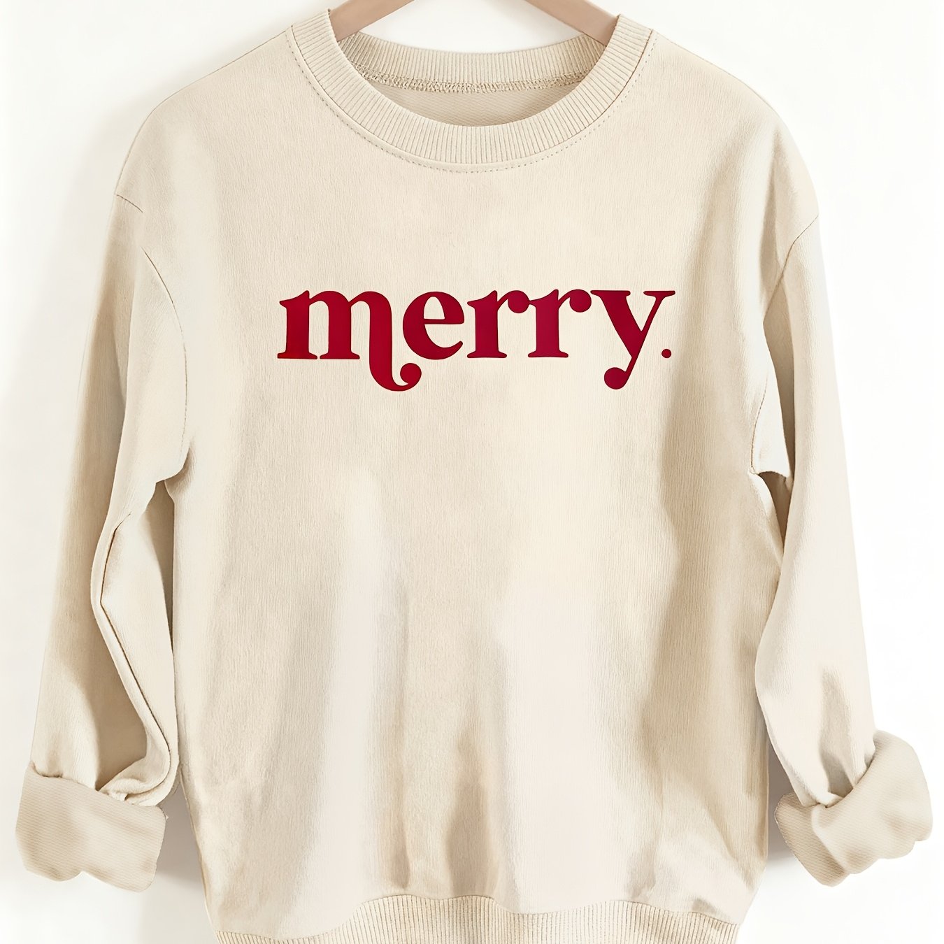 Image of Letter Print Sweatshirt, Spring Autumn Round Neck Casual Sweatshirt, Women's Clothing, Women's Apparel