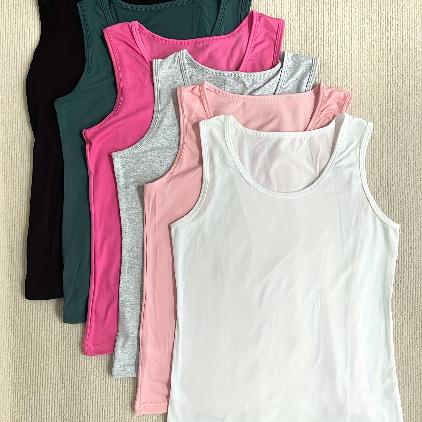 6pcs Set Of Affordable Plus Size Tank Tops For Women, Versatile Sleeveless Crop Tops For Summer