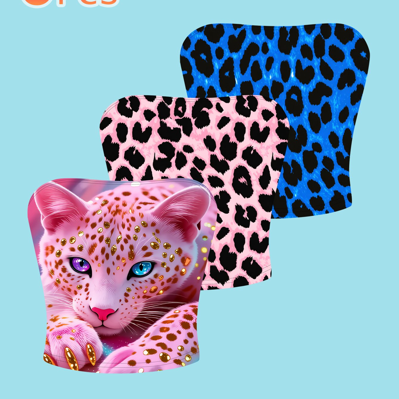 TEMU 3pcs Set, Color-block Leopard Print Women's Strapless Tube Top, Unique Street Style