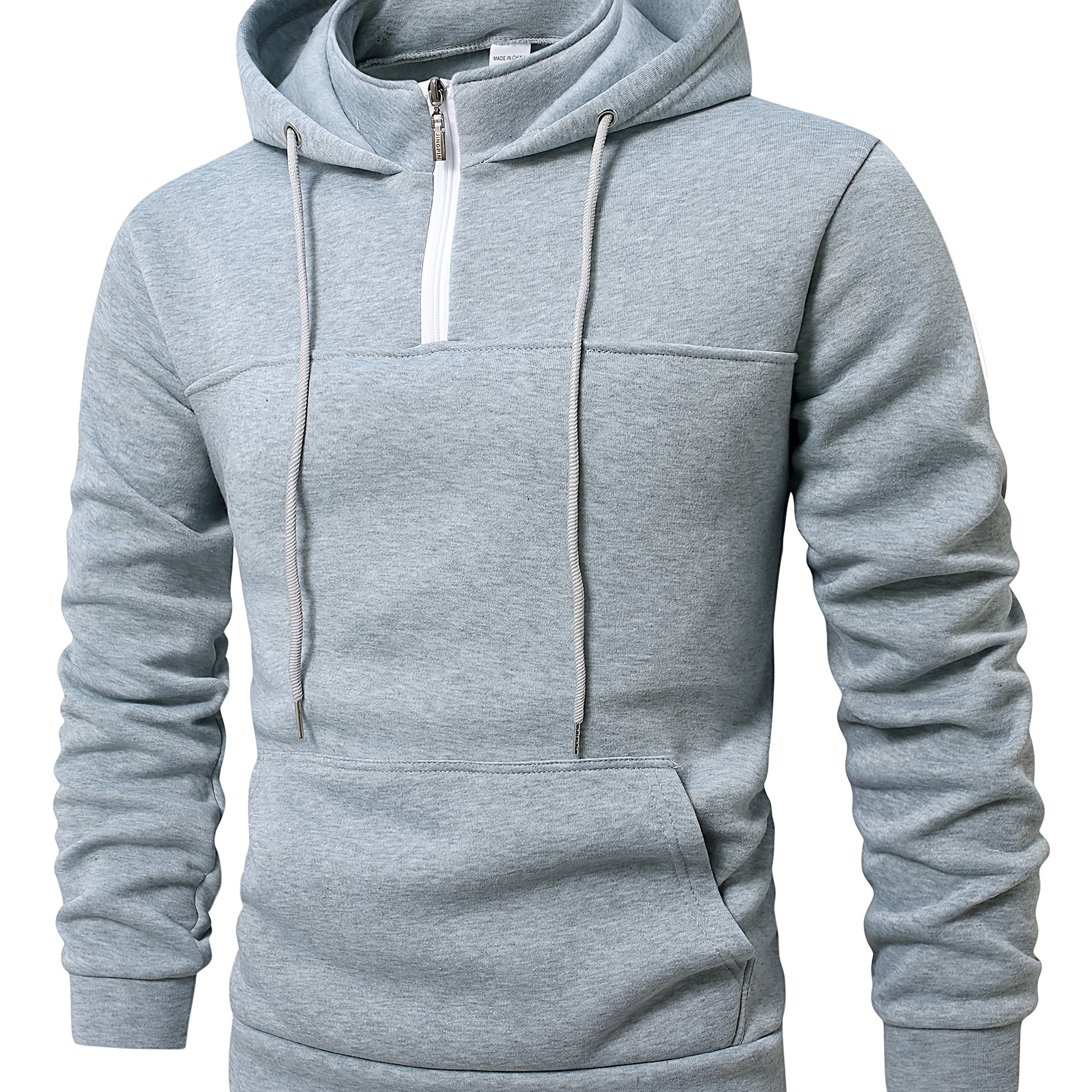 TEMU Autumn/winter 's Hooded Sweatshirt Half-zip Long Sleeve European Size -border Trendy Fashion Men' Color Hoodie