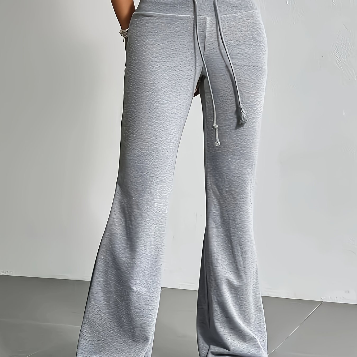 Women's New Drawstring Waist Flared Leg Pants, Suitable For Outdoor