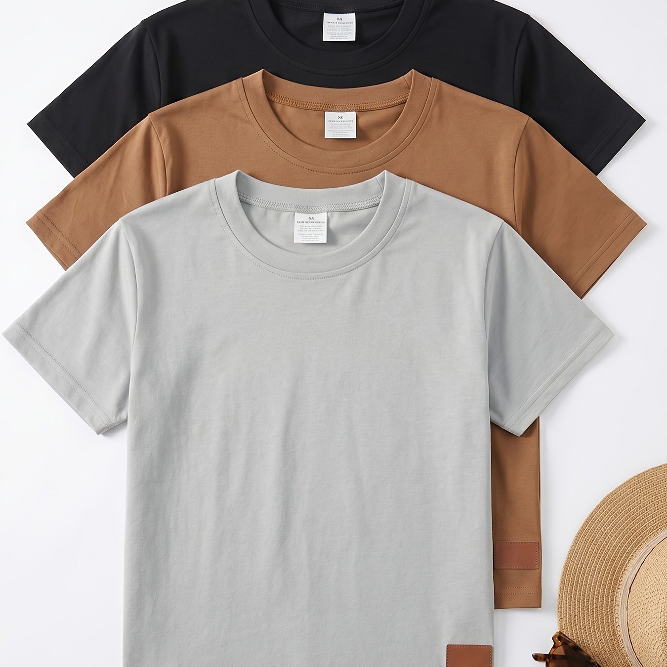 TEMU Lot de 3 T-shirts de 'été amples pour garçon, T-shirts de sport décontractés à séchage rapide et manches courtes, Hauts T-shirt pour garçon,