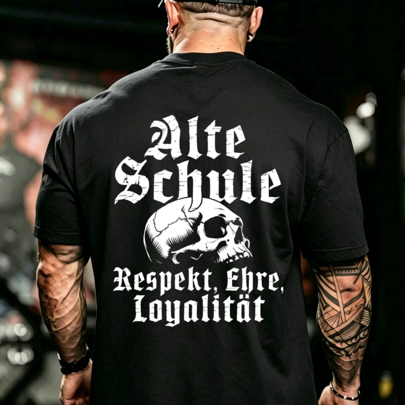 Image of Classic Gothic Style Men's 100% T-shirt Old School Skull Design For Casual Wear And Streetwear Summer And Autumn Gift For Him, Plus Size