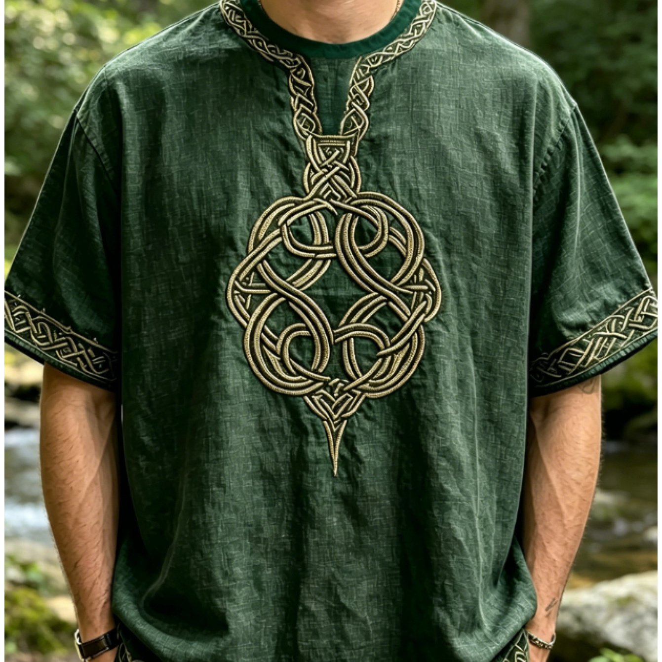 TEMU [print Design - Not Texture] Summer Print Men's T-shirt, Men's Celtic Knot Ethnic Short Sleeve T-shirt (pattern Is Print, Not Embroidered) Retro